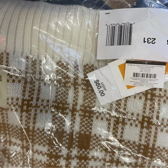 Timberland Cream and Brown Checkered Scarf - Picture 3 of 3